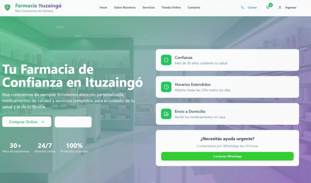 DISEÑO WEB FARMACIA ITUZAINGO