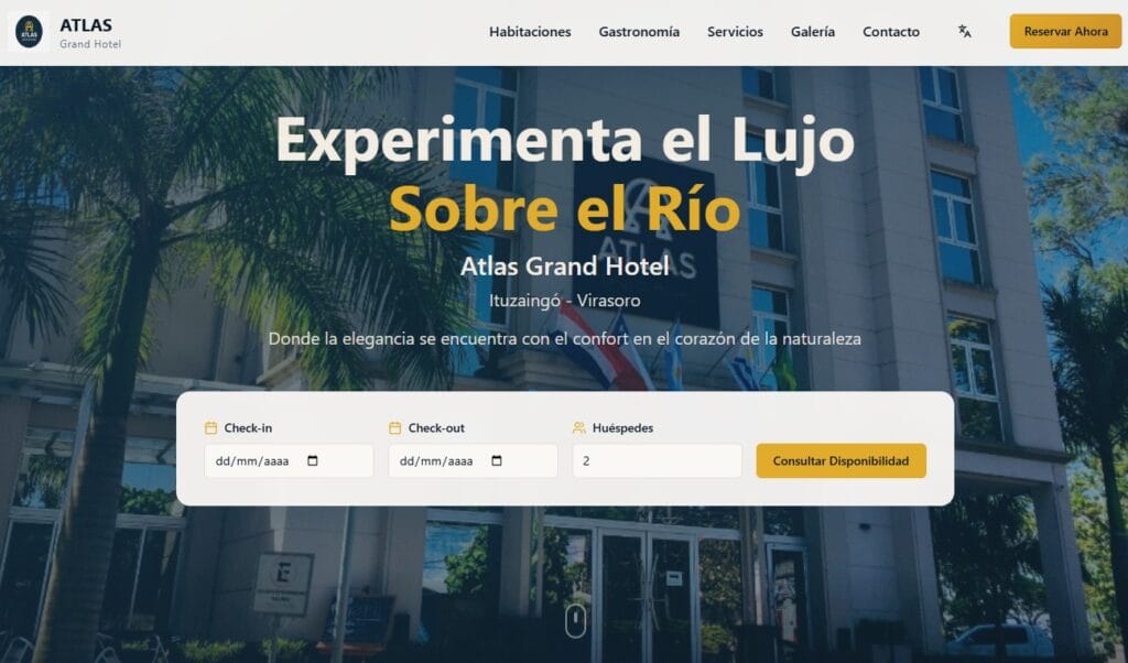 diseño web para hotel atlas grand